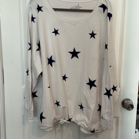 Belle Beach by Kim Gravel French Terry Seaside Drawstring Top American Stars 4X - Picture 1 of 10